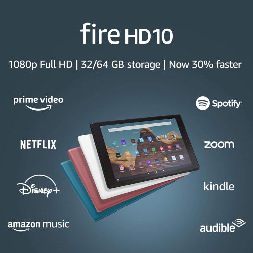 Fire HD 10 Tablet (10.1 1080p full HD display 64 GB) – Black – Without Lockscreen Ads (2019 Release)