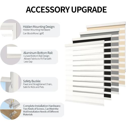 Zebra Blinds for Windows (52 W x 72 H, White) Zebra Roller Window Shades, Corded Dual Layer Light Filtering Privacy for Day and Night, Light Control and Protecting Privacy for Home and Office