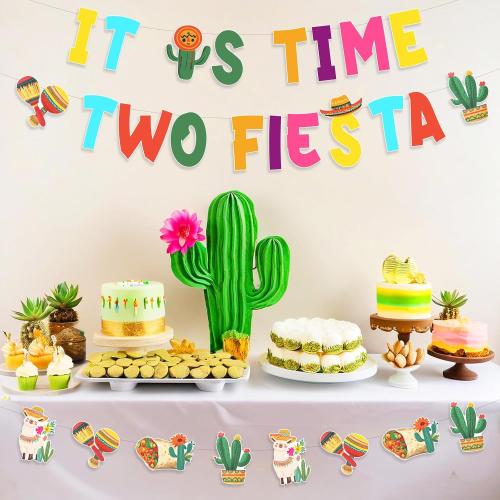 Taco Twosday Bday Party Decoration It is Time Two Fiesta Birthday Banner Garland Mexican Bday Party Decorations for Fiesta 2nd Birthday Cinco De Mayo Party Supplies
