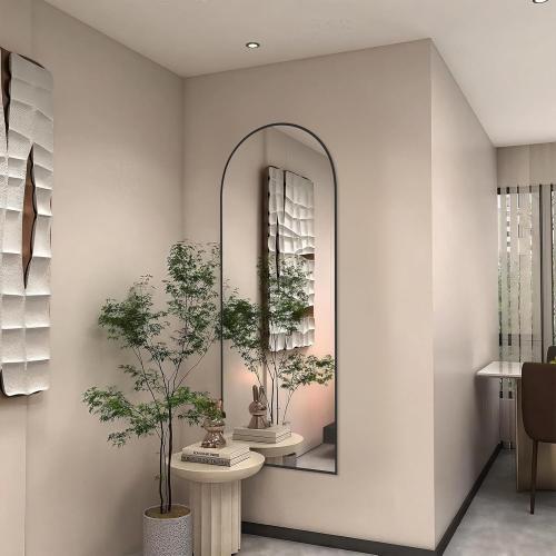 SUNQUEEN 58x19 Floor Mirror Full Length, Arched Full Length Mirror with Stand, Full Body Mirrors for Bedroom Living Room or Cloakroom Black