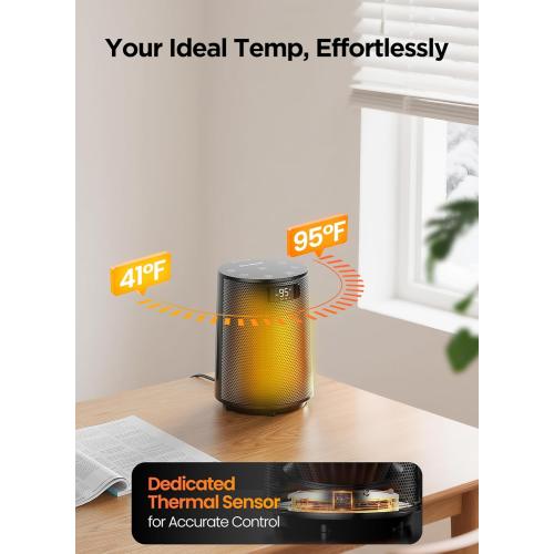 GiveBest Space Heater, Electric Portable Heaters for Indoor Use with Thermostat and Remote, 70°Oscillation, Digital Display, 12H Timer, 1500W PTC Ceramic Fast Safety Heat for Office Bedroom Home Desk