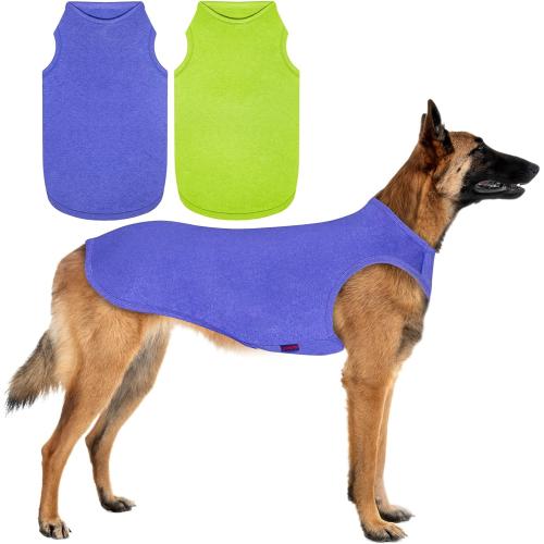 2 Pack Dog Shirts, Quick Dry Breathable Dog Clothes Pet Sleeveless Vest, Summer Stretchy Tank Top T-Shirts for Large Dogs, Deep Blue Dark Green (S)