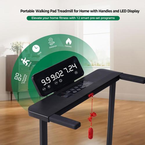 Compact Walking Pad with Handle Bar, Electric Treadmill with Handles and 3.5HP Powerful Motor, Portable Small Walking Pads Treadmill for Home Small Spaces,400LBS Weight Capacity