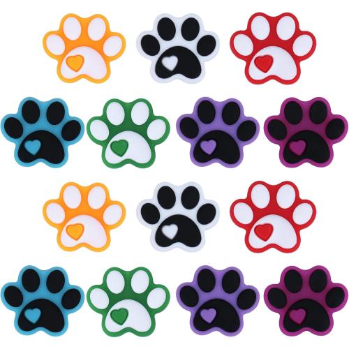 3D Paw Silicone Animal Beads for Keychain Making, 14Pcs