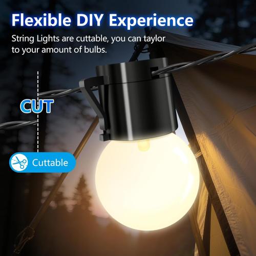 JoyBox Design 12 LED Light Bulbs - Battery Operated G40 String Lighting for Marquee Letters Numbers - Indoor & Outdoor Kids Party and Christmas Decor - Bedroom Decorative Waterproof Warm Lights