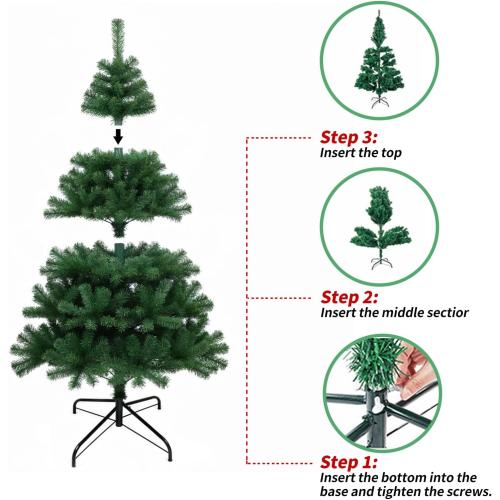 6FT Pre-Lit Christmas Tree in New Growth Green, Artificial Hinged Pine Tree with 956 Brach Tips Prelighted Durable Metal Stand