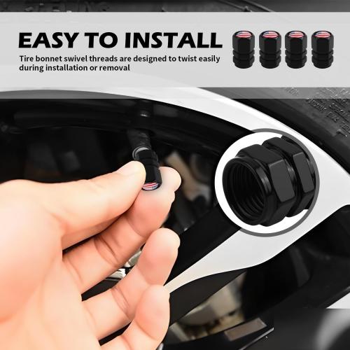 Car Key Chain & Car Tire Valve Caps Kit with US Flag Pattern,Stylish Keychain & Tire Valve Stem Caps as 4th of July Decorations,Cars Keychains Tires Air Cap Kit for Dust Protection