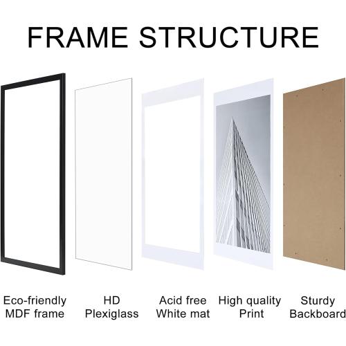 ELSKER&HOME 24x36 Poster Frame Black 3 Pack, Display 20x30 Pictures with Mat or 24x36 Poster without Mat, Horizontal and Vertical Wall Mounting