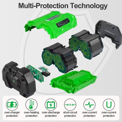 Green and Black DTK Battery Replacement for EGO 56V Battery 2.5Ah Batteries Compatible with BA1400T BA2800 BA4200T BA5600T Lightweight and Easy to Carry