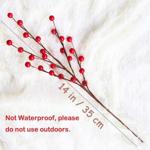 GREENTIME 12 Pack Artificial Red Berry Stems 14 Fake Holly Berry Picks for New Year Holiday Christmas Tree DIY Wreath Crafts Vase Fireplace Home Decor