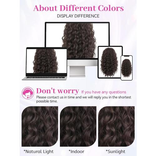 Size 12 Color Brown Isaic Ponytail Extension 12 Inch Long Wavy Curly Ponytails Drawstring Ponytail for Black Women Dark Brown Pony Tails Hair Extensions Synthetic Hairpiece for Daily Use