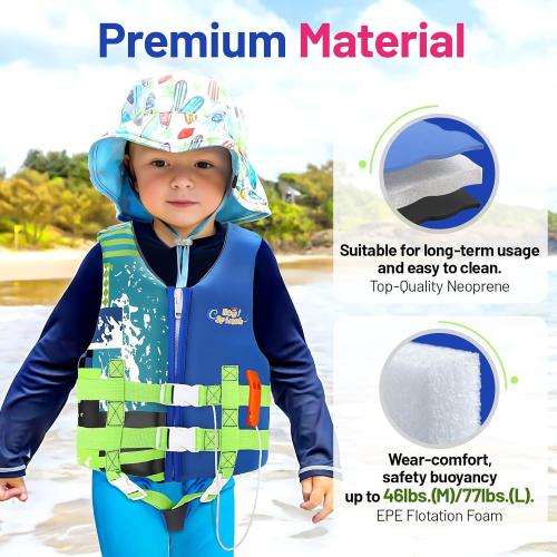 Size S .....HeySplash Toddler Swim Vest, Kids Swimming Jacket Fit 30-50/50-80lbs, Child Floaties Vest wiht Safety Strap, Float Jacket for Girls/Boys on Pool,Beach,Boating, Learn to Swim Aid, M 3-6 Yrs/L 6-9 Yrs