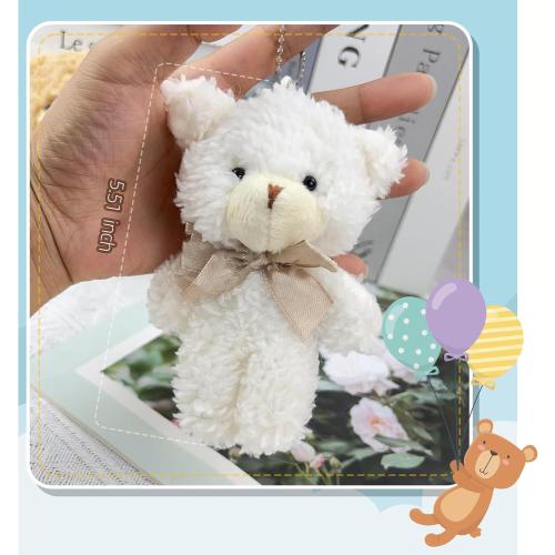 12 pcs Mini Stuffed Teddy Bears 4.7 Inch Small Plush Teddy Bears Bulk for DIY Keychain Birthday Christmas Party Favor (White   Brown   Grey)