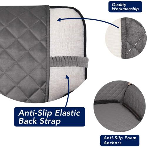 Color Grey PureFit Reversible Quilted Sofa Cover, Water Resistant Slipcover Furniture Protector, Washable Couch Cover with Non Slip and Elastic Straps for Kids, Dogs, Pets (Sofa, Gray/Light Gray)