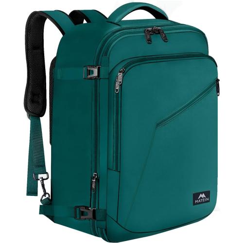 MATEIN Travel Backpack for Men Women, Carry on Backpack for Airplanes, Simple Daypack with Trolley Sleeve, Gifts for International Travelers, 35L, Peacock Blue