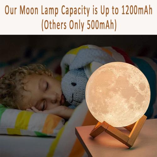 PRUGNA Moon Lamp, 1200mAh Ultra-Long Endurance Night Light, 7.1 16 Colors LED Moon Light, Remote&Touch Control Room Decor Lamps for Kids Women Gift