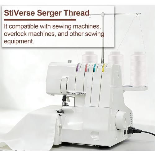 4 Pack White Sewing Thread, Serger Thread Cones of 3000 Yards Each, All Purpose Polyester Sewing Serger, Quilting, Piecing, Overlock Machine