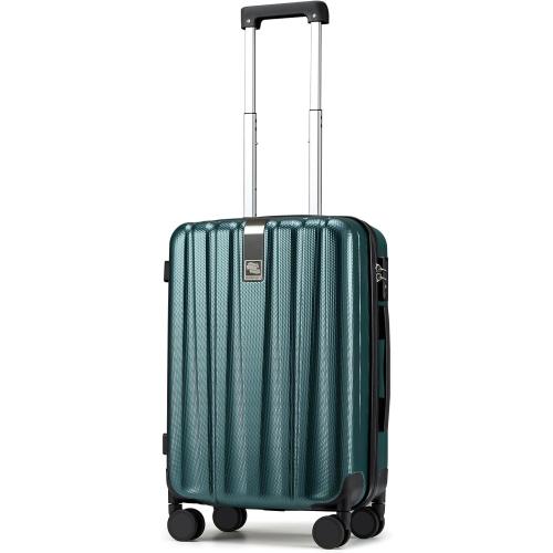 Hanke 20 Inch Carry On Luggage 22x14x9 Airline Approved Lightweight PC Hard Shell Suitcases with Wheels Travel Luggage Rolling Suitcase Travel Luggage Bag for Weekender(Blackish Green)