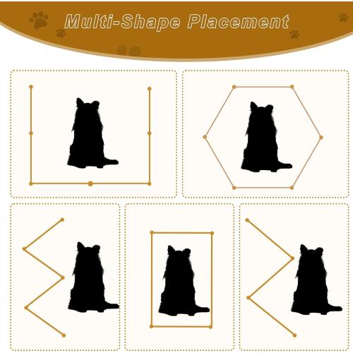 Clear Acrylic Dog Gate, 6 Panel 120 W x 24 H, Transparent Freestanding Pet Playpen Indoor, Foldable Pet Fence Barrier for Doorway with Handle/Support Feet