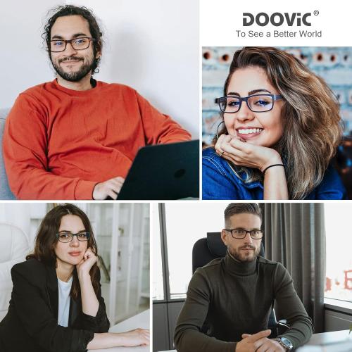 DOOViC Reading Glasses 3.0 Blue Light Blocking Computer Readers for Men Women, Anti UV/Glare/Fatigue 4 Pack