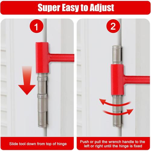 ASIEIT 4 in 1 Door Hinge Adjustment Tool, Multi-Size Hinge Gap Adjustment Wrench Tool Set for Round Bolt Standard Gauge 0.53-0.97 Inch, Stainless Steel Hinge Wrench with Rubber Handle for Repair