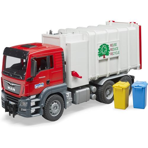 Red Bruder Toys 03761 Man TGS Side Loading Garbage Truck