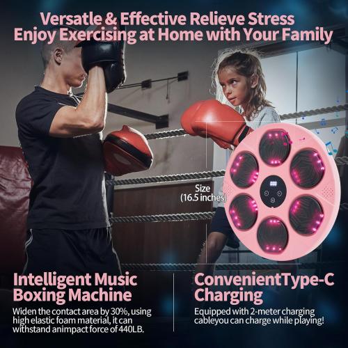 renZEC 2025 Music Boxing Machine for Adults and Kids, Smart Bluetooth Punching Bag with Boxing Gloves, Boxing Wall Mount Machine, Target Training Equipment for Home, Office, Gym(Upgrade)