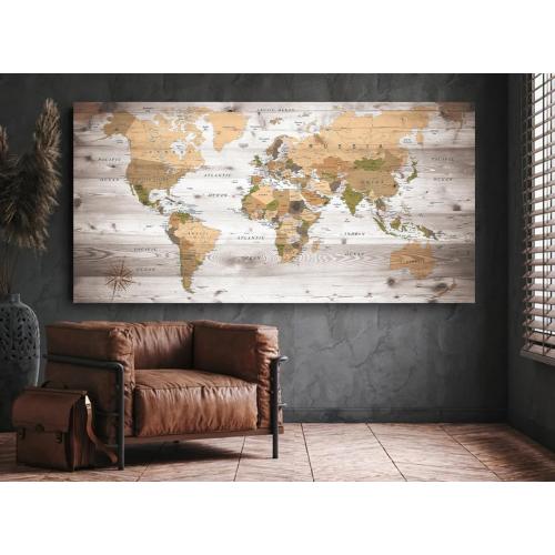 canvas Wall Art 20“x40 lagre map of the world Painting Ready to Hang Framed World Map Artwork Prints for Home