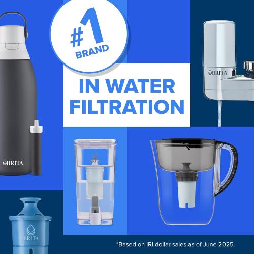 Brita Small 6 Cup Water Filter Pitcher, 1 BritaPlus Filter, Metro, Black