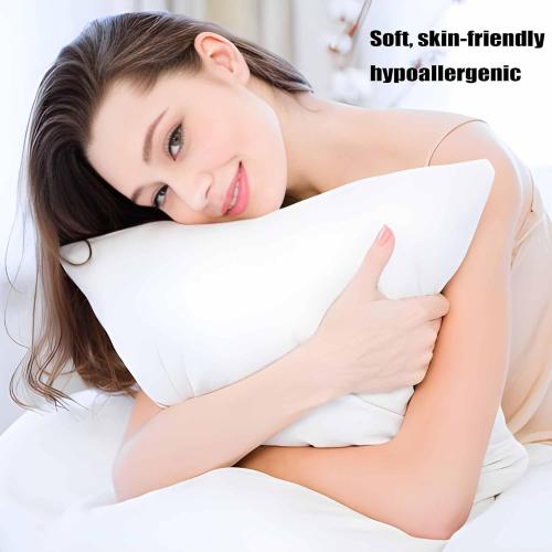 Ultra Thin Flat Soft Bed Pillows Queen Size Set of 2 Pack for Sleeping 20x30, Hypoallergenic Skin Friendly Machine Washable