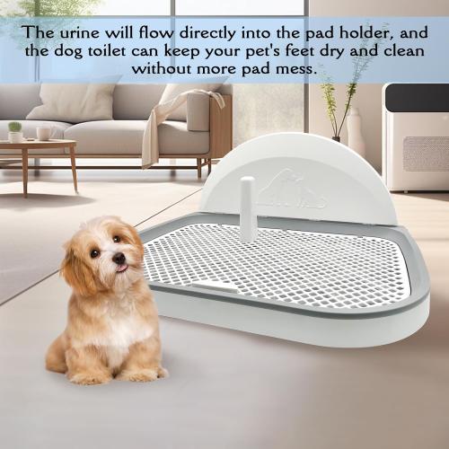 Tfwadmx Pee Pad Holder Dog Potty Tray with Splash Guard & Center Post Mesh Training Toilet Potty Tray Puppy Pad Holder for Puppy and Small Size Dog (Grey, 22.4×17.7)