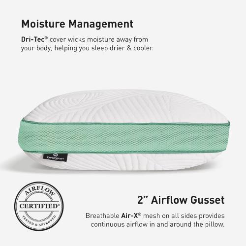 Bedgear Level Cuddle Performance Pillow, 2.0 Firm Cooling Pillow for Side Sleepers | React Blend Fill with Airflow Technology | Dri-Tec Moisture-Wicking Cover | Hypoallergenic Pillow w/Washable Cover