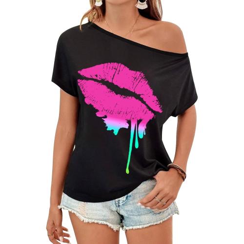 80s Outfit for Women Party Costumes Size for Women Clothes Novelty Neon 80s Off Shoulder T-Shirt Tops,Off Shoulder Tops Women