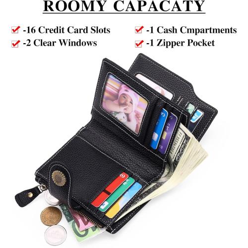 Falan Mule Wallet for Women - Genuine Leather, Compact, RFID Blocking, Bifold Wallet