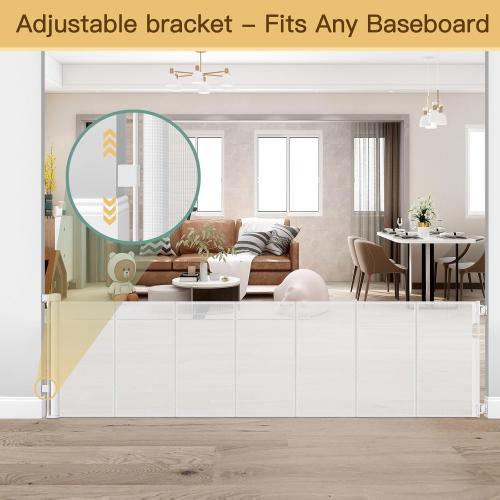 Reinforced 120 Inch Retractable Baby Gates Extra Wide Baby Gate with Reinforced Strips Indoor/Outdoor No Wrinkle Retractable Dog Gate for Doorway No Sag Outdoor Pet Gates for Wide Openings, White