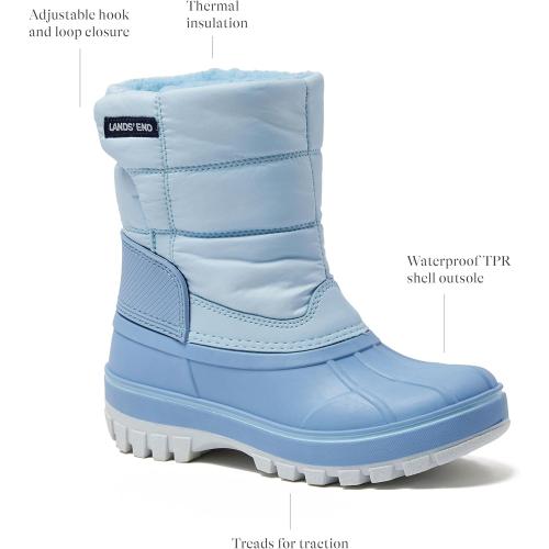 Lands' End Waterproof Kids Snow Boots - Insulated Warm Fleece Lined Winter Boots for Toddlers,Boys Size 8
