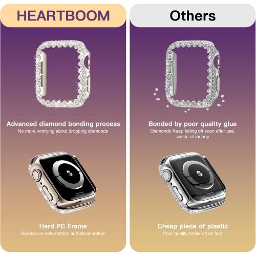 Bling Bumper Case Compatible with Apple Watch Series 9/8/7 41mm, Diamond Protective Face Cover for Women, Hard PC Frame for iWatch 41mm