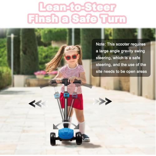 3 Wheel Electric Scooter for Kids Ages 3 , LCD Display, Colorful Lights, Reliable Thumb Throttle, 3 Adjustable Height, 5Mph Safe Speed and Long Range, Foldable Kids Electric Scooter