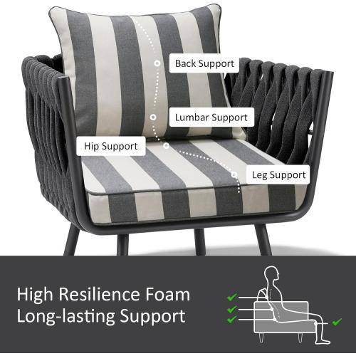 Unimatta Outdoor Patio Chair Cushions Set, 22 x 22, Set of 2, Water-Repellent, Fade Resistant, Deep Seat Bottom and Back Cushion for Backyard, Couch, Sofa and Patio Furniture, Gray Stripe