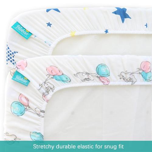 Muslin Bassinet Sheets 20''x33'' Fit for Baby Delight, Mika Micky, Koolerthings (3 in 1), Maxi COSI, Angelbliss and Other Rectangle Bassinet Mattress, Ultra Soft and Breathable, 2 Pack