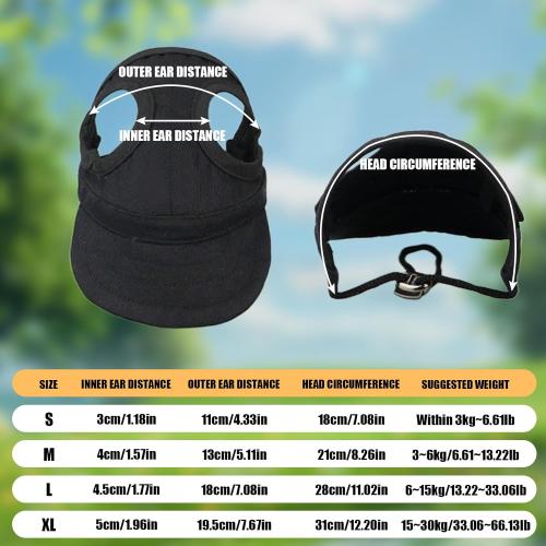 Dog Baseball Cap,1PC Pet Summer Beach Peaked Cap Dog Hat with Ear Holes, Adjustable Cat Visor Sunbonnet Hat for Small Medium Large Dogs (Solid Black, Medium