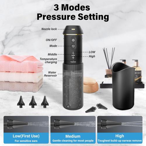 TopQuaFocus Ear Wax Removal, Electric Ear Cleaner with 3 Adjustable Modes, Safe and Effective Ear Cleaning Tool, Portable Water Powered Ear Cleaner, Electric Ear Cleaner Gifts for Women Men Mom Dad