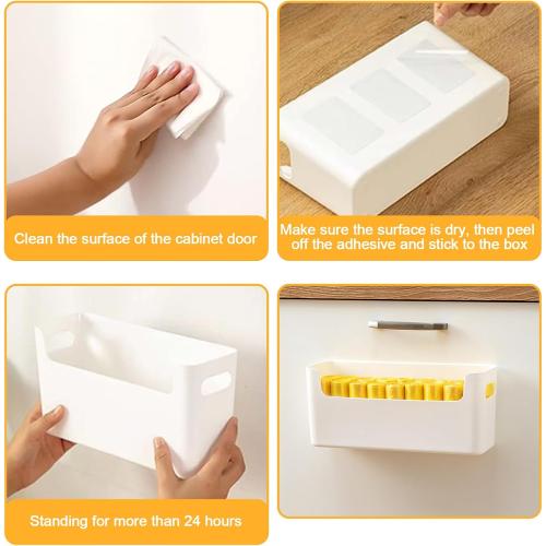 2 Pcs Kitchen Cabinet Door Organizer,Adhesive Mount Inside Cabinet Door Storage,Under Sink Door Storage Shelf for Kitchen,Bathroom,Office,Garage,Craft Room(Transparent)