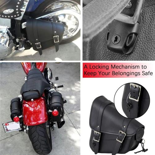 Color Black Motorcycle Swingarm Bag with Black Synthetic Leather, Swing Arm Bag Motorcycle Saddlebag Left Side Tool Bag Fit for Softail/Triangulated Swingarm Models Dyna Low Rider Fat Bob