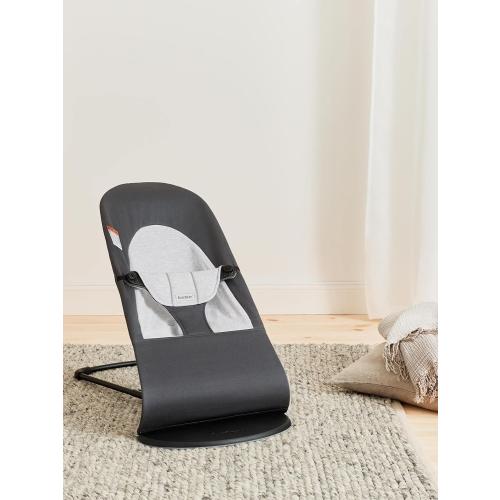 BabyBjörn Bouncer Balance Soft, Woven/Jersey, Dark Gray/Gray | 2-in-1 Adjustable Baby Bouncer Seat and Toddler Chair, Newborn to Toddler (8-29 lbs), 4 Positions, Lightweight & Portable