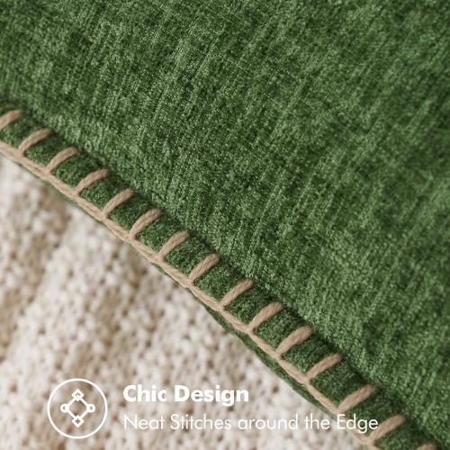 MIULEE Pack of 2 Couch Pllow Covers 18x18 Inch Moss Green Farmhouse Decorative Throw Pillow Covers with Stitched Edge Soft Chenille Solid Dyed Pillow Covers for Sofa Bed Living Room