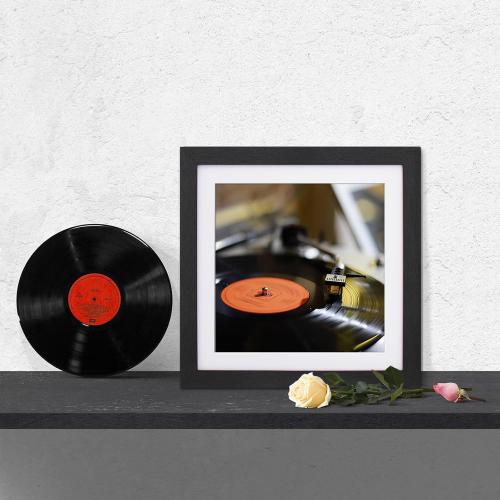 Boarding 12x12 Wood Picture Frame with Shatter-Resistant Glass, Black Square Frame with Engineered Wood for 10x10 with Mat or 12x12 Without-Sylvan Collection for Wall Display