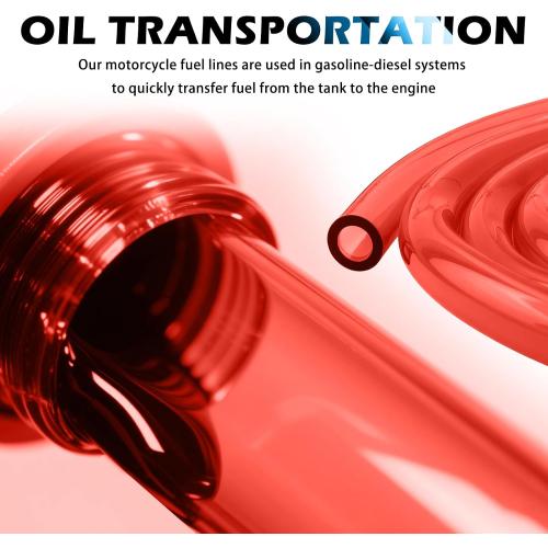 Motorcycle Fuel Line Hose with 5mm ID & 8mm OD,Portable Dirt Bike Fuel Line Hose for Fuels Transportation,Small Engine Fuels Lines Motorcycle Accessories for Motorcycles,Dirt Bike (Red)