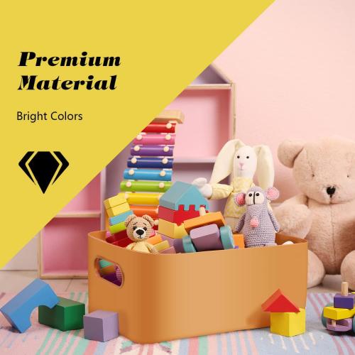 OWill 4 Pack 7.2 L Plastic Storage B-ins and Baskets for Efficient Home Classroom Organization - Small Containers in Multiple Colors for Kitchen, Cupboard Box, Bathroom Organizer on Shelves and Tubs