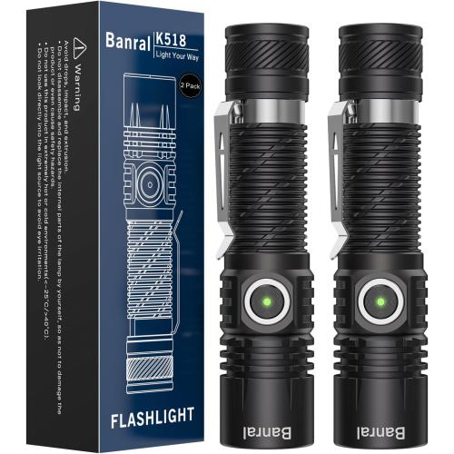 Rechargeable Tactical Flashlights, High Lumens Small Mini USB-C LED Flashlight, Compact EDC Flash Light, 4 Modes&Memory Function, Waterproof Pocket Lights for Home,Camping,Emergency,Christmas Gifts